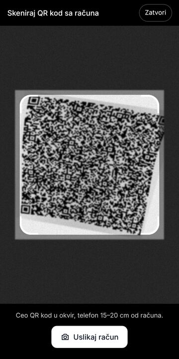 Skeniranje QR koda sa računa